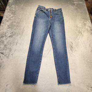J.CREW Jeans Womens 10 Blue High Rise Skinny Extra Slim Distressed Raw Hem